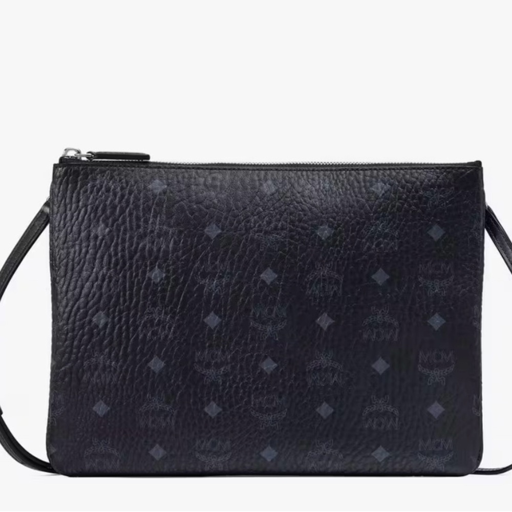 Authentic MCM Black Crossbody Bag in Visetos print